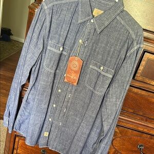 Trevero Vintage Blue Casual Button Down Shirt
